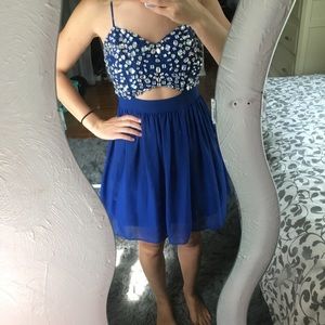 Blue Jeweled Top Homecoming Dress!
